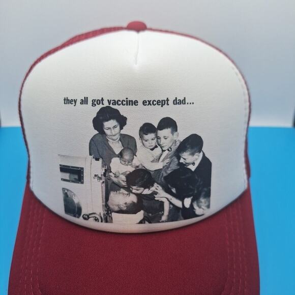 Vaccine Fanny Trucker Snapback Hat Cap Foam Burgundy Retro Logo - Picture 2 of 6